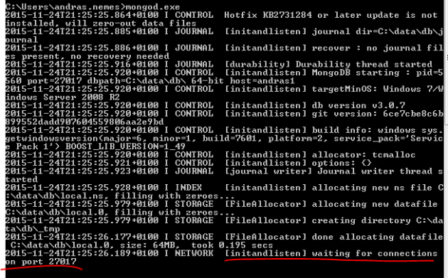 MongoDb server is waiting for connections
