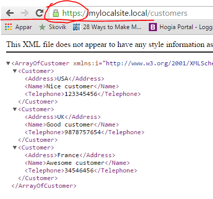 SSL works fine as shown in Chrome