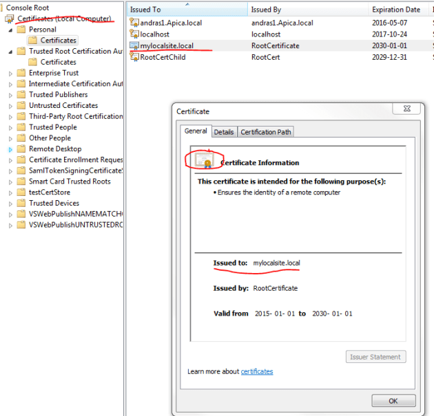 Trusted SSL certificate in certificate store
