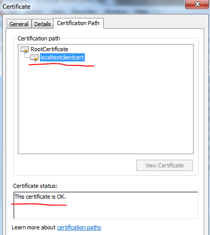 Verifying chain of trust in certificate store