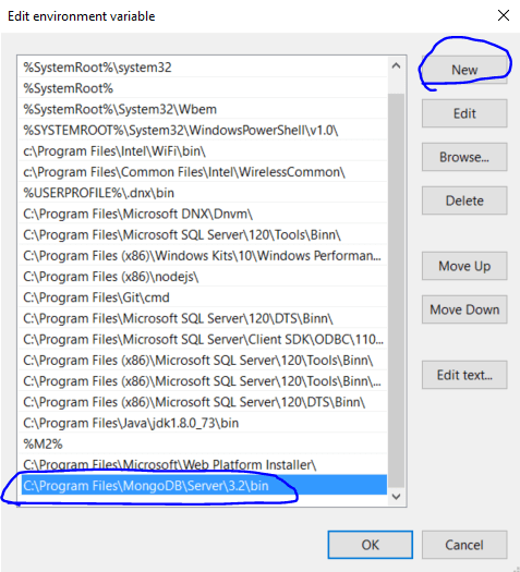 Add MongoDb bin folder to Path variable