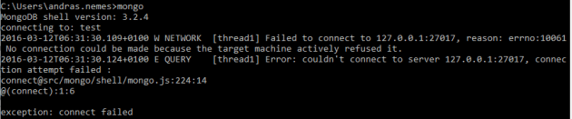 MongoDb connection failed due to no server up
