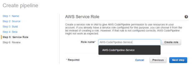 Step 5 select IAM role