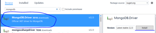 MongoDb net driver from NuGet