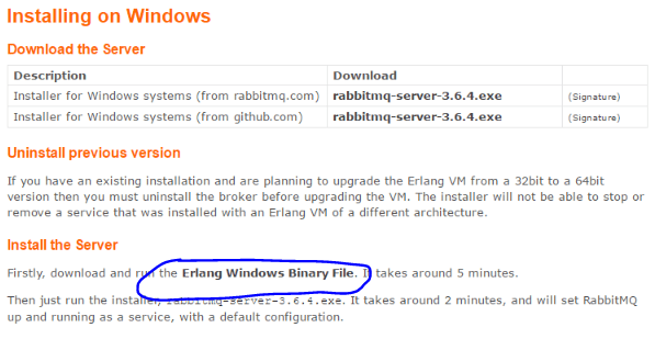 Install Erlang for RabbitMq link