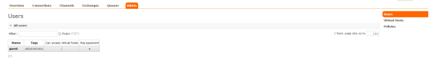 Users link in the RabbitMq management UI