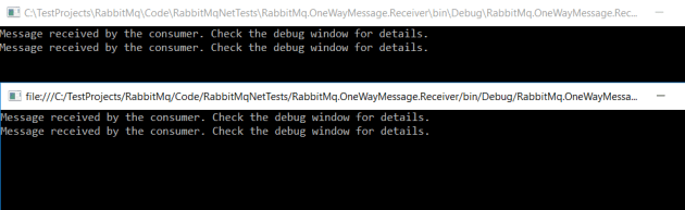Worker queues MEP demonstration in RabbitMq with two receivers