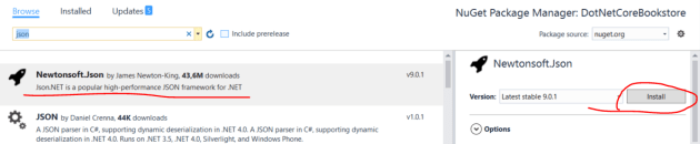 Add a library through NuGet to ASP.NET Core application