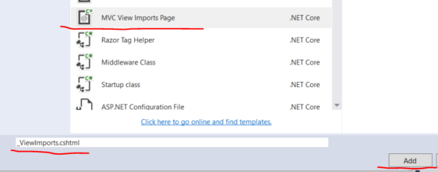 Adding a view imports file to .NET Core MVC web application