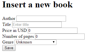 Book insertion form with Display data annotation in .NET Core project