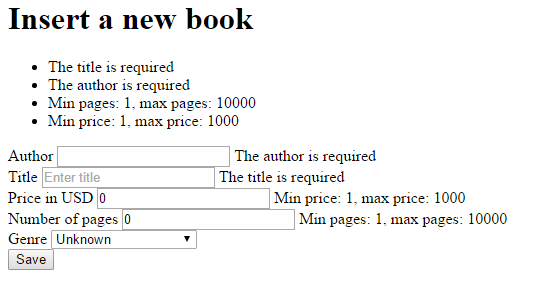 Data validation exception summary in form of .NET Core MVC application