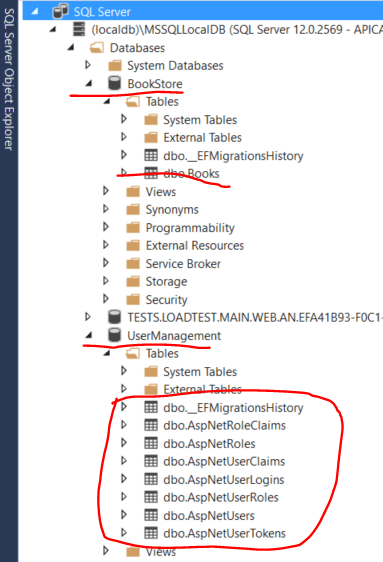 User management related tables successfully created in .NET Core MVC demo application