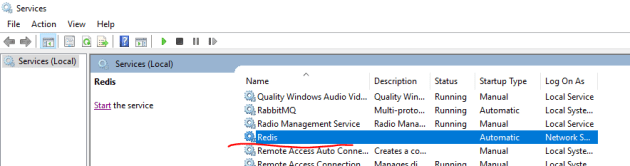Redis available as a service after service install on Windows