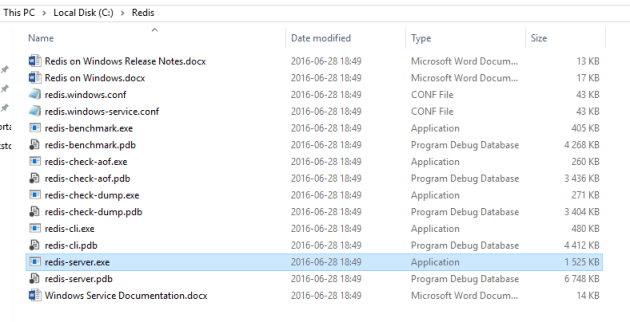 Redis executables copied to another location on C drive