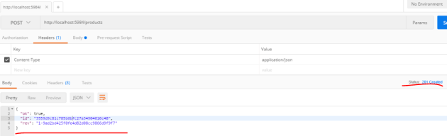 New document inserted into CouchDB database using the POST verb