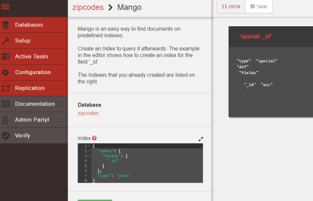 Create new index in Fauxton UI CouchDB