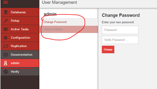 Logged in as administrator in CouchDB Fauxton UI