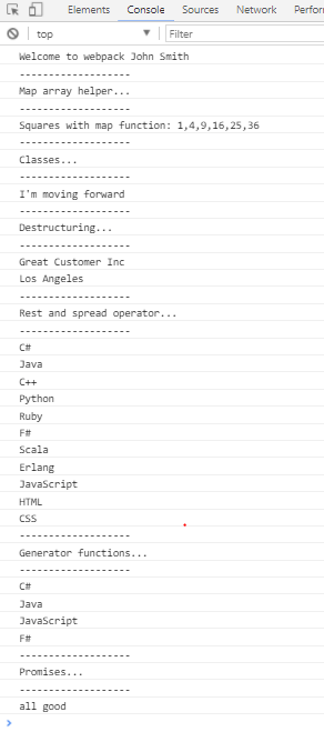 Chrome output of ES6 features in webpack NPM project