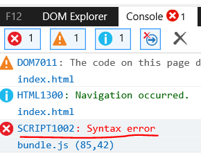 Internet explorer choking on webpack generated javascript file