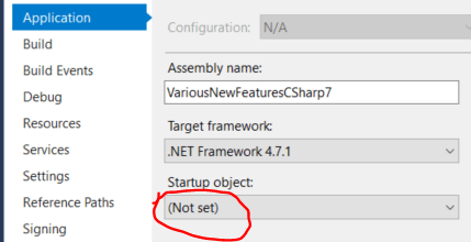 Async main function not selectable in visual studio c sharp 7